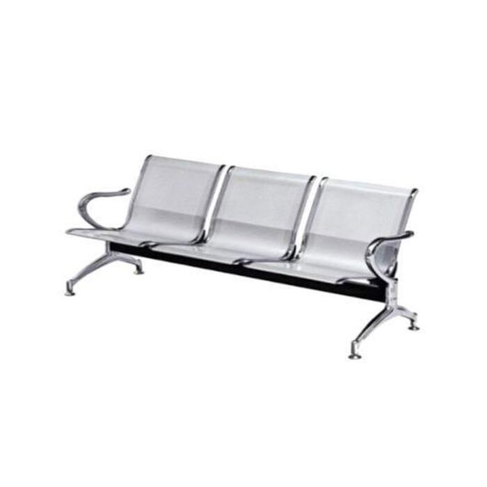 Three-seater stainless steel waiting chair